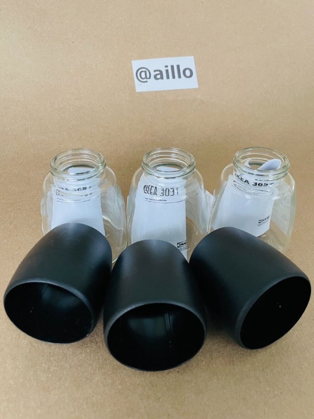 IKEA 365+ IHARDIG Glass jars, clear black